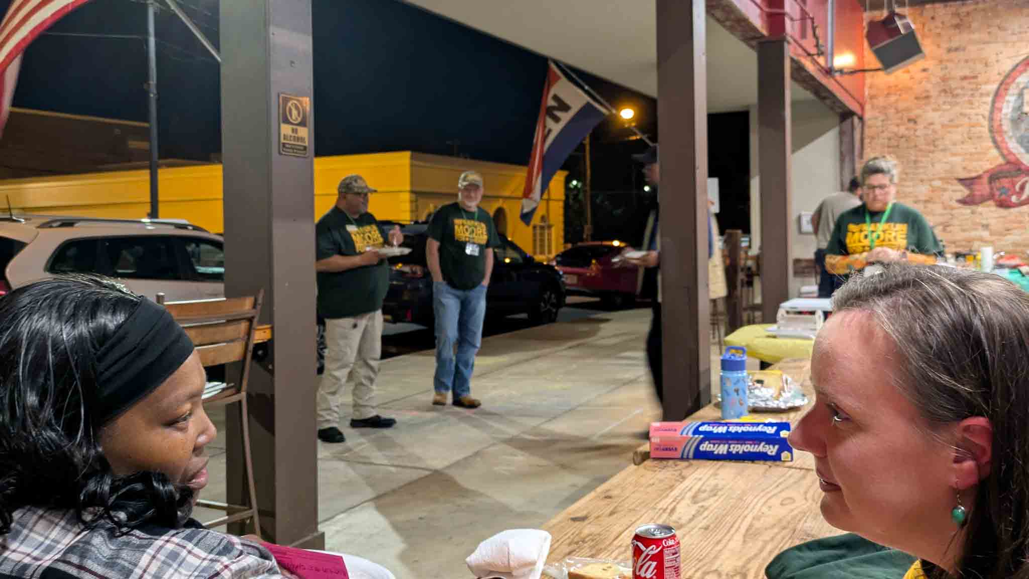 Frank Moore meeting voters at the brewery event