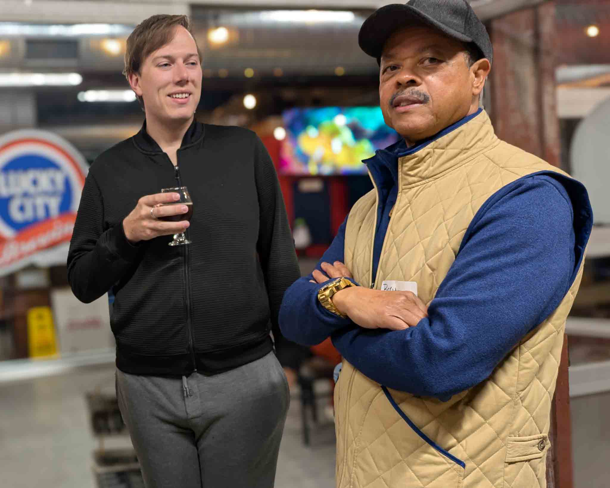 Frank Moore meeting with supporters at Lucky City Brewery