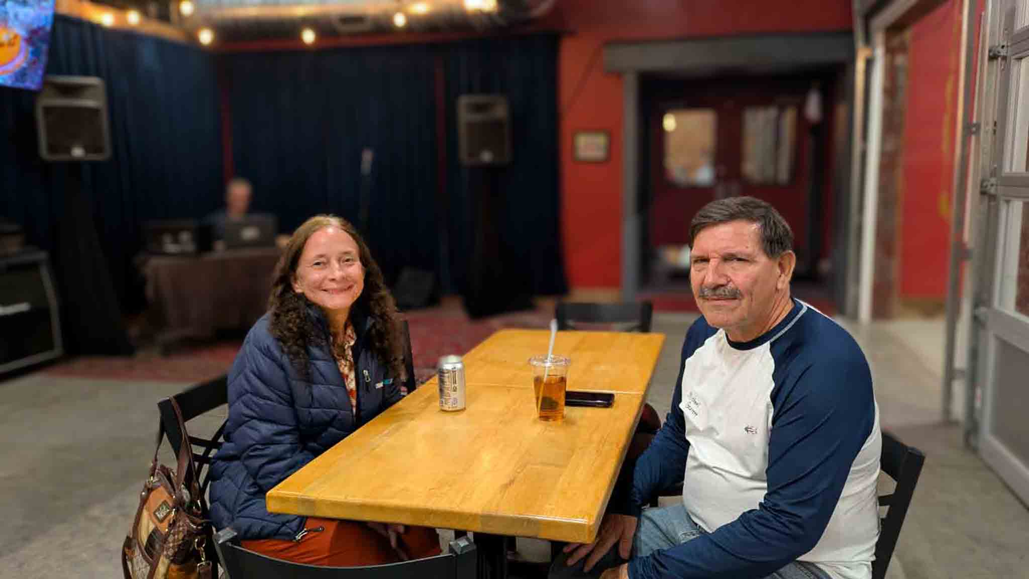 Frank Moore connecting with voters at Lucky City Brewery