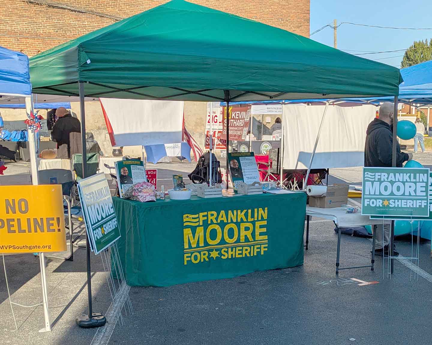 Campaign booth setup at the Madison Fall Festival