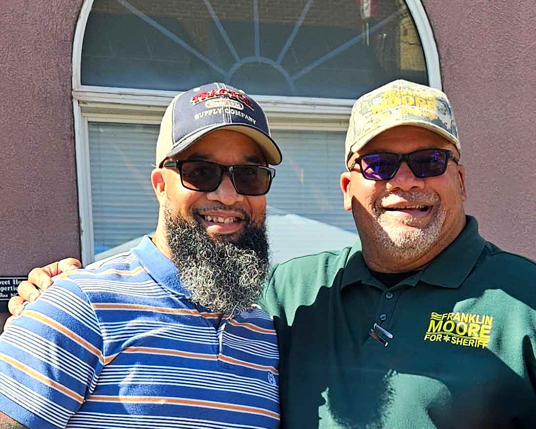 Frank with his arm around a voter at the Madison Fall Festival