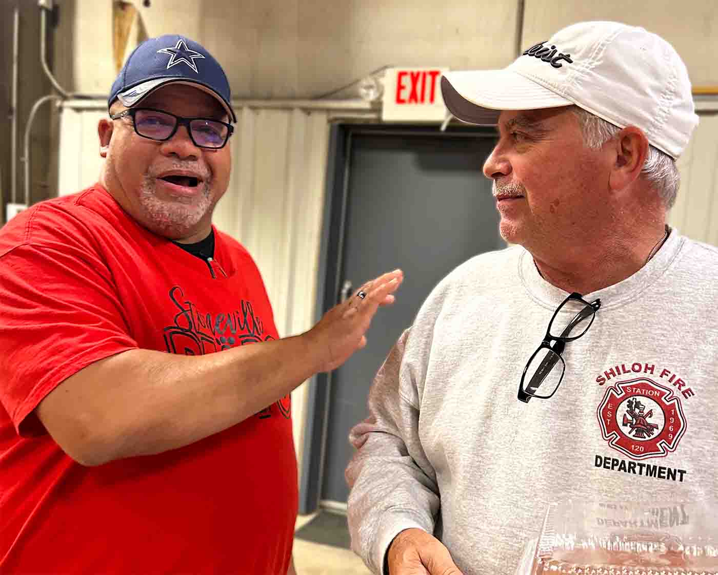 Frank Moore with Shiloh Fire Department members at bingo fundraiser