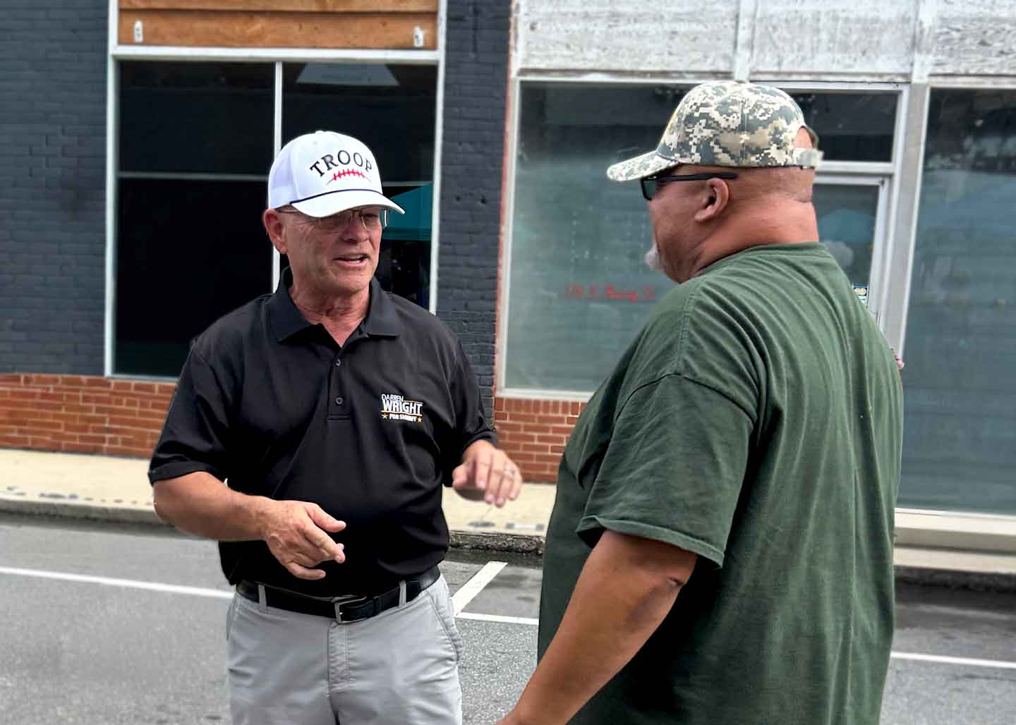 Frank in discussion with Mr. Wright about community issues