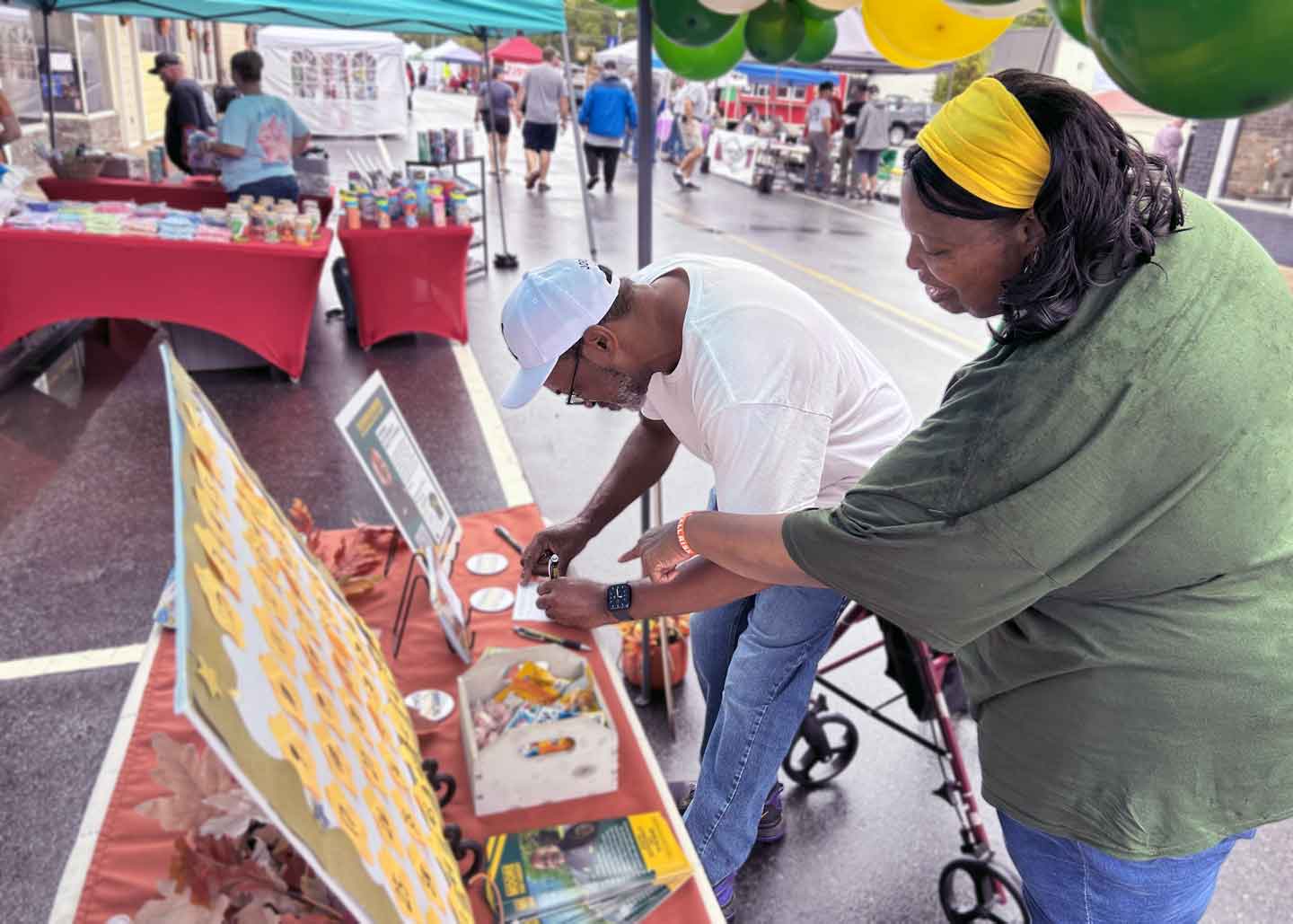 Campaign volunteer helping with voter registration